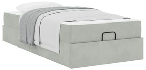 Ágykeret matracmal tárolóval Világosszürke 80 x 200 cm Bársony