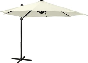 vidaXL homokszínű konzolos napernyő rúddal és LED-fényekkel 250 cm