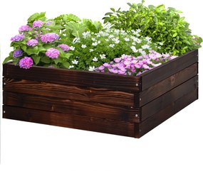 Outsunny Emelt Kertágy, Növényi Doboz, Zöldségágy, Fűszerágy, Tömbfa, Sötétbarna, 60 x 60 x 23 cm | Aosom