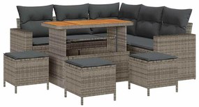 vidaXL Kerti Kanapé Szett 9 pcs Szürke polirattan