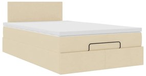 krémszínű szövet ottomán ágy matraccal &amp; LED-ek 120x190cm