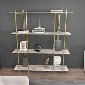 könyvespolc Moss - White, Gold