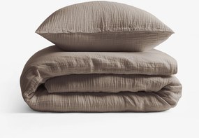 Goldea muszlin ágyneműhuzat – kávébarna 140 x 200 és 70 x 90 cm