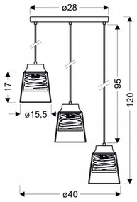 Csillár zsinóron FRESNO 3xE27/60W/230V
