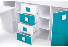 Kombinált gyerekágy 90 cm Toreno 3 (fehér + fényes fehér + fényes fekete)  (J). 1083326