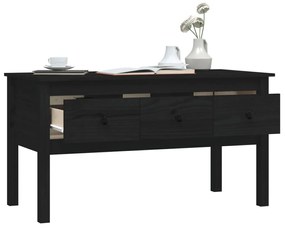 Fekete tömör fenyőfa dohányzóasztal 102 x 49 x 55 cm