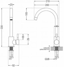 Mexen FOGGIA - Magas csap / mosogató, Rózsarany, 671800-60