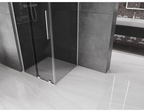 Mexen Velar L, zuhanykabin tolóajtóval 90 x 90 cm, 8mm szürke üveg, króm, 871-090-090-43-01
