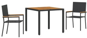 Kert étkező szett 3 pcs Fekete és Barna 90 x 90 x 75 cm