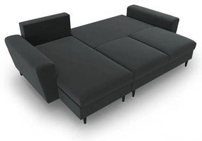 Sötétszürke bársony kinyitható tárolóhelyes sarokkanapé Kyoto – Cosmopolitan Design