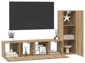 TV szekrény garnitúra 3 pcs kézműves tölgy 60 x 30 x 30 cm