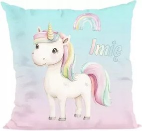 Unikornis párna pasztell – személyre szabható 40x40cm