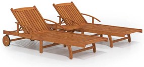 vidaXL 2 részes tömör akácfa napozóágyszett asztallal