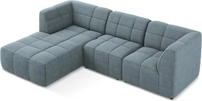 Kék buklé sarokkanapé (bal oldali-heverő résszel) Aloha – Makamii