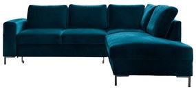 Türkiz bársony kinyitható sarokkanapé (jobb oldali) Lofty Lilly – Miuform