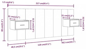 szürke sonoma színű szerelt fa ágyfejtámla szekrényekkel