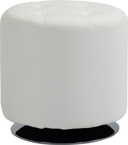 HOMCOM 360° forgatható kerek puff — PU kárpitozás, krómozott acéltalppal, Ø 45,5 x H 44,5 cm, fehér | Aosom