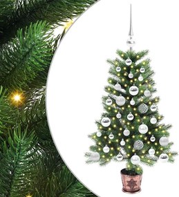 vidaXL Karácsonyfa 150 LED-del állvánnyal Zöld 90 cm PE
