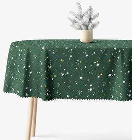 Goldea karácsonyi ovális teflonos terítő - csillagok zöld alapon 140 x 240 cm