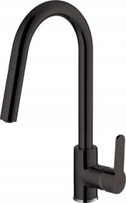 Invena Konyhai Csaptelep Kihúzható Kifolyócsővel, Fekete