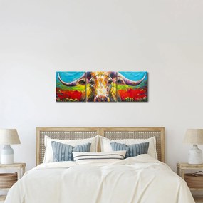Kép - Festett tehén (órával) (90x30 cm)