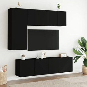 2 db fekete falra szerelhető TV-szekrény 60 x 30 x 41 cm