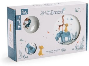Porcelán gyerek étkészlet 3 db-os Sous mon Baobab – Moulin Roty