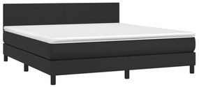 fehér műbőr rugós ágy matraccal és LED-del 180x200 cm