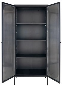 Adelaide vitrin, fekete, 2 hullámos üvegajtó 80x35x180 cm