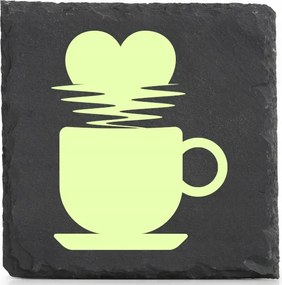 Kő alátét x4 nyomott mintával a konyhába Kávéscsésze szívvel