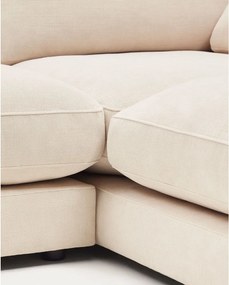 Bézs zsenília sarokkanapé (jobb oldali-heverő résszel) Gala – Kave Home