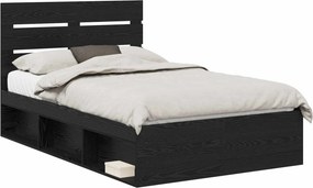vidaXL Ágykeret fejtámlával Fekete 120 x 200 cm Tömör fenyőfa