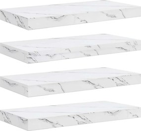 vidaXL Falpolc tárolóval 4 pcs Fehér márvány 50 x 23,5 x 4 cm Faanyag
