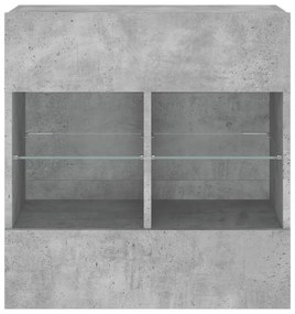 betonszürke falra szerelhető TV-szekrény LED-del 58,5x30x60,5cm