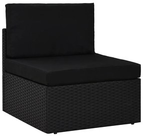 fekete polyrattan középső kanapéelem