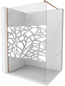 Mexen Kioto, Walk-In zuhany paraván 70 x 200 cm, 8 mm átlátszó üveg fehér mintás, réz matt profil, 800-070-101-65-85