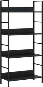 vidaXL 4 szintes fekete szerelt fa könyvespolc 60 x 27,6 x 124,5 cm