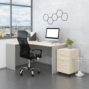 Irodabútor garnitúra SimpleOffice 2, 140 cm, bal, világos tölgy / szürke