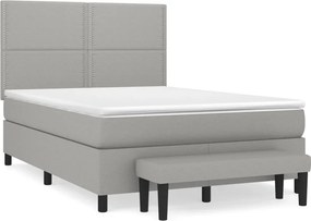 vidaXL világosszürke szövet rugós ágy matraccal 140 x 190 cm
