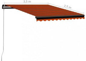 narancssárga és barna kézzel kihúzható napellenző 350 x 250 cm