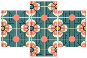Kép - Retro virágminta (90x60 cm)
