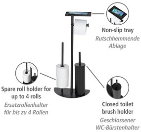 Fekete acél WC-papír tartó állvány kefével Cosenza – Wenko