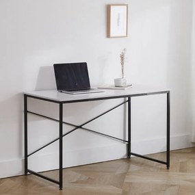 Íróasztal, fehér/fekete, 120x60 cm, MELLORA