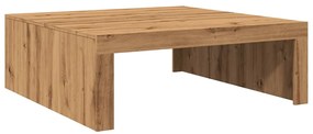 kézműves tölgy színű szerelt fa dohányzóasztal 100 x 100 x 35cm