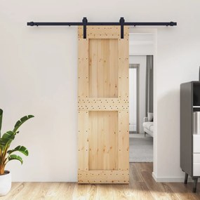 tömör fenyőfa tolóajtó fémszerelékszettel 70 x 210 cm