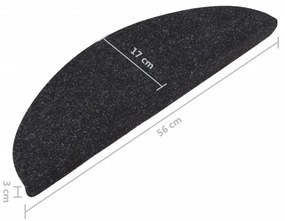 15 db antracitszürke lépcsőszőnyeg 56x17x3 cm