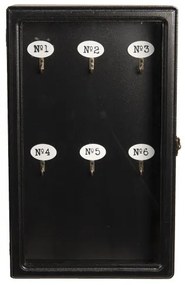 Fekete fali fa kulcsos szekrény, üvegezett ajtóval 24x7x38cm