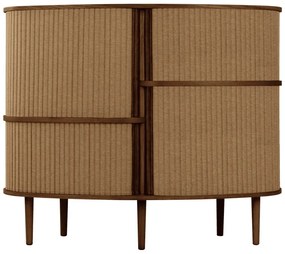 Barna-világosbarna szekrény tolóajtóval, tölgyfa dekorral 120x100x50 cm Audacious – UMAGE