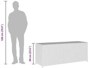 fekete polyrattan kerti tárolóláda 150 x 50 x 60 cm