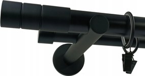 Dupla Függönykarnis fi25+19mm Fekete 120cm Henger